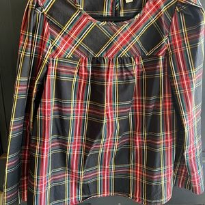 J Crew Plaid Long Sleeve Top size Smalll
